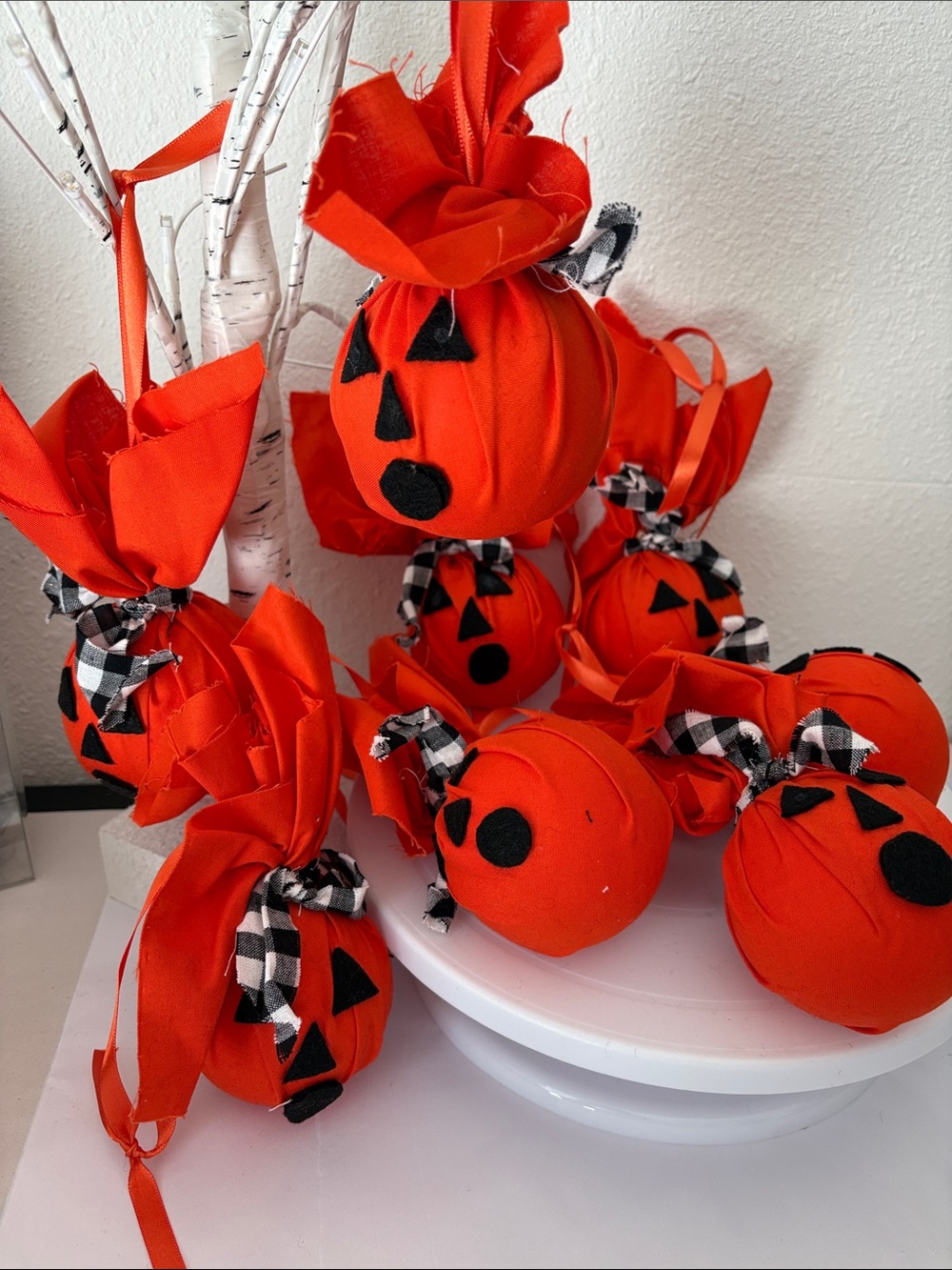 Handmade Orange Pumpkin Fabric  - Fun Halloween Accessory